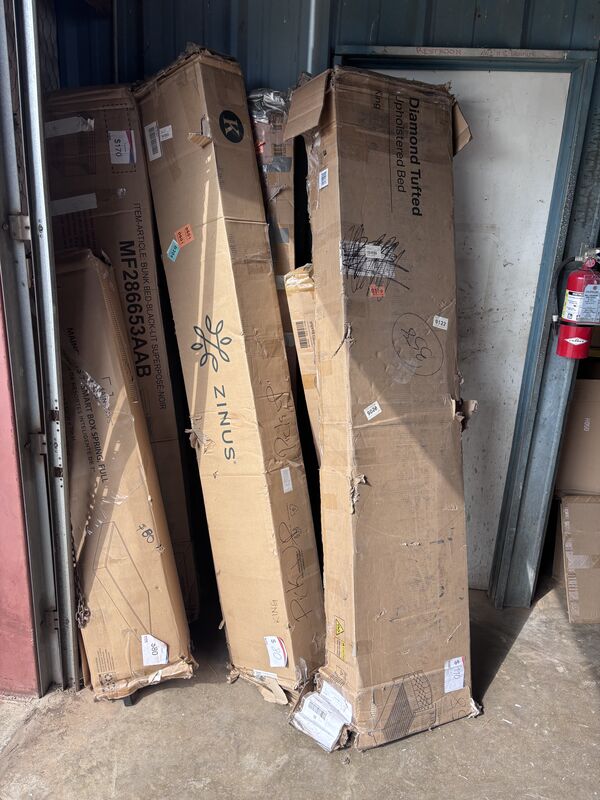 Boxed Diamond Tufted bed and Zinus boxes